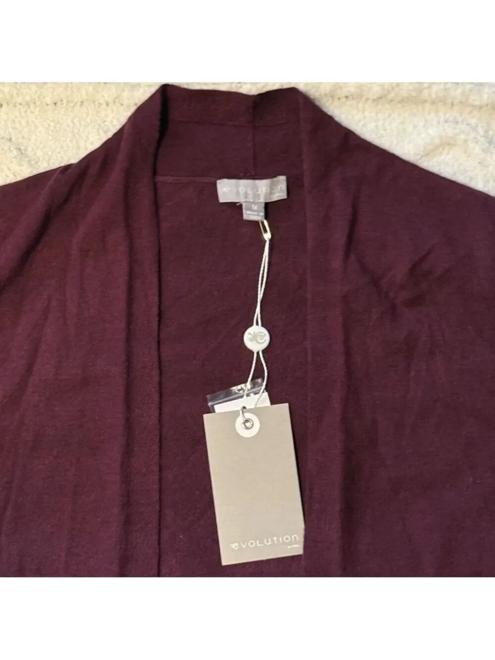 Evolution by Cyrus Ribbed Open Front Cardigan Burgundy Ancho Chili Red Medium